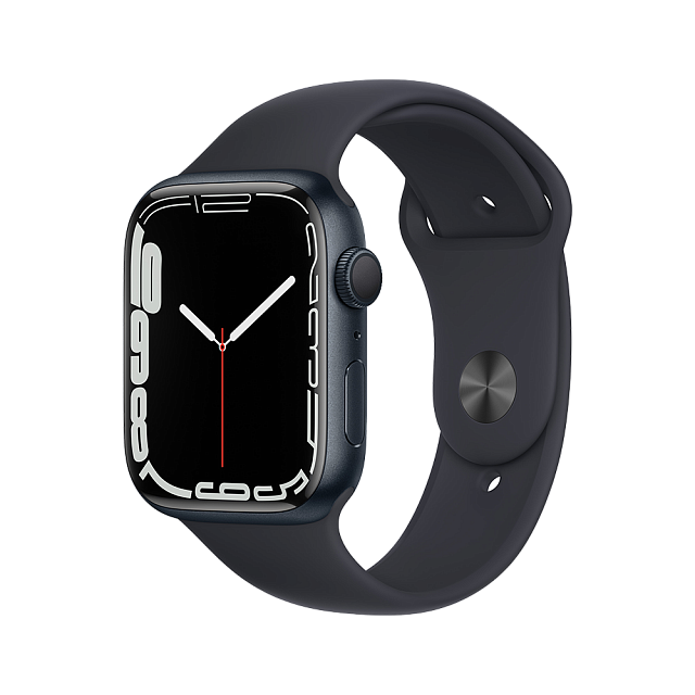 Apple Watch Series 7 45 мм Тёмная ночь, спортивный ремешок цвета тёмная ночь